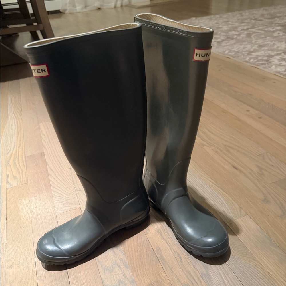 Hunter Classic Dark Gray/green rain Boots